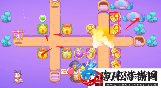 保卫萝卜4阿波与魔法宝藏第57关通关攻略